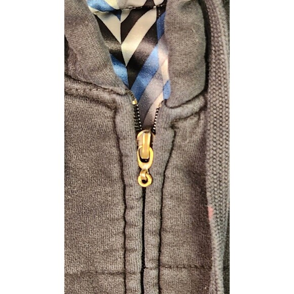 Matix Asher Mens sz L Black Quilted Fleece Hoodie Full Zip Jacket Vintage - Picture 2 of 11